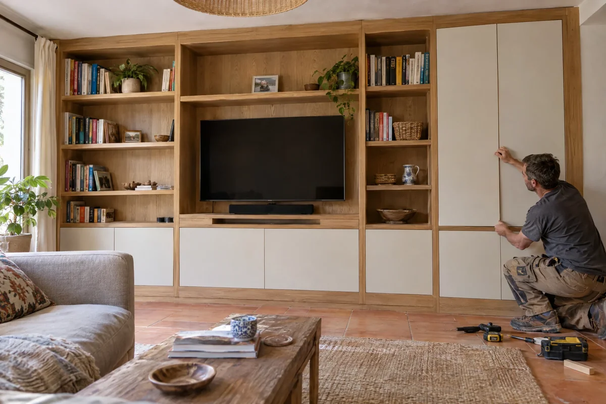 Custom shelving and TV cabinetry